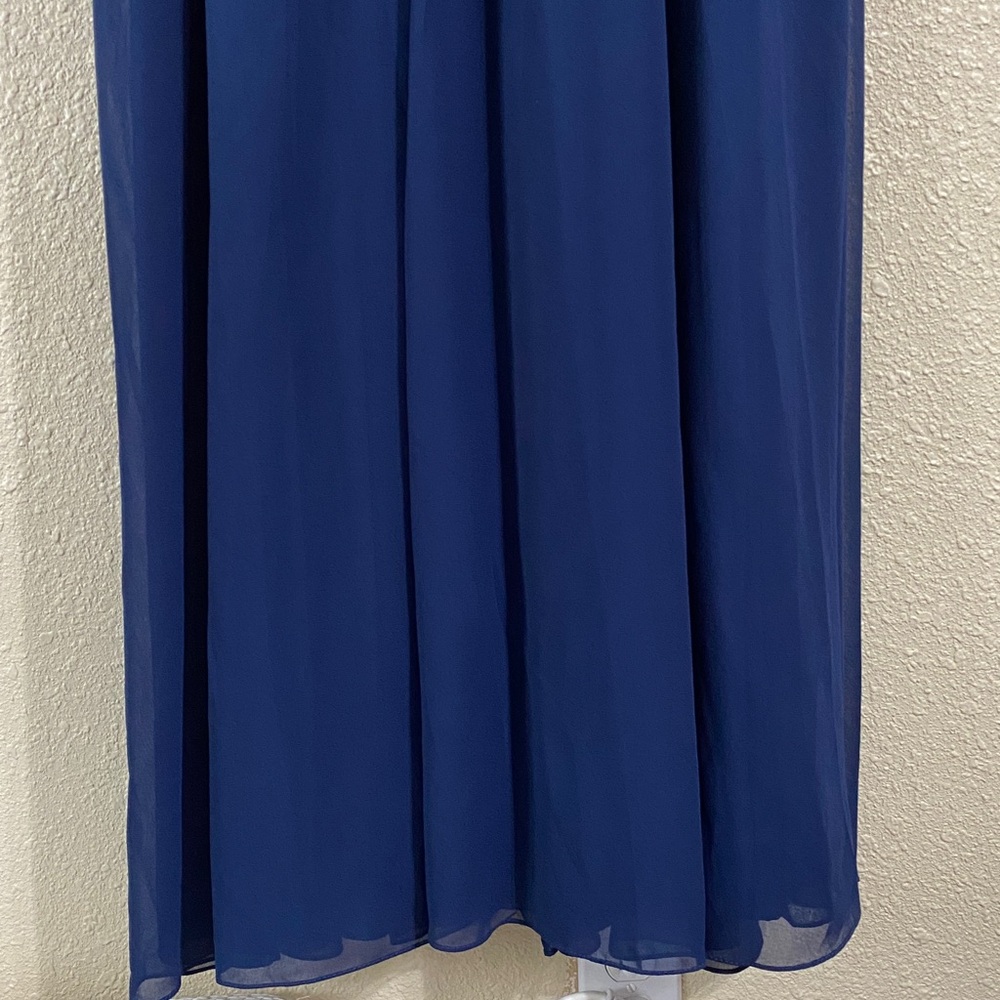 NWT Ieena for Mac Duggal Navy High Neck Chiffon Gown 55035 Size 6 - Picture 7 of 16